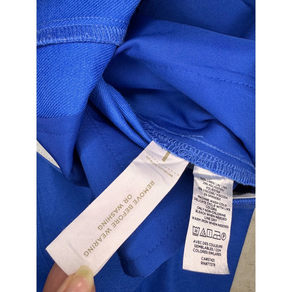 Ann Taylor Cobalt Blue Wide Leg Linen Blend Trousers Pants 590653 Womens 8 - Picture 9 of 10